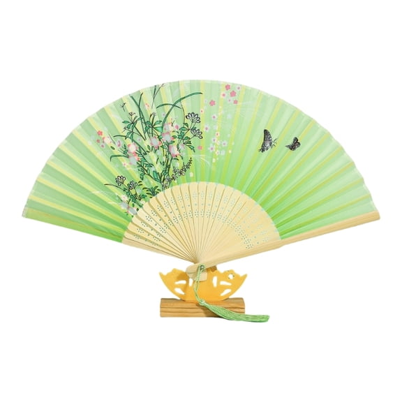 AOOOWER Traditional Handheld Bamboos Fan With Florals Butterfly Design Wedding Hand Fan