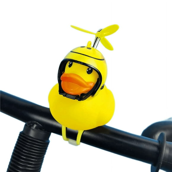 Rubber duck bicycle accessories with flash lamp and propeller helmet for automobile dashboard decoration(2pcs)