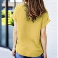 thumbnail image 6 of Scyoekwg Graphic Tees for Women Summer Trendy Classic Solid Color Casual Short Sleeve Tshirt Plus Size V-Neck Button Roll Up Sleeve Loose Comfy Blouse Going Out Tops T Shirt (Yellow,XXL), 6 of 6