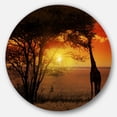 thumbnail image 2 of Designart - Typical African Sunset with Giraffe' Oversized African Landscape Metal Circle Wall Art, 2 of 4