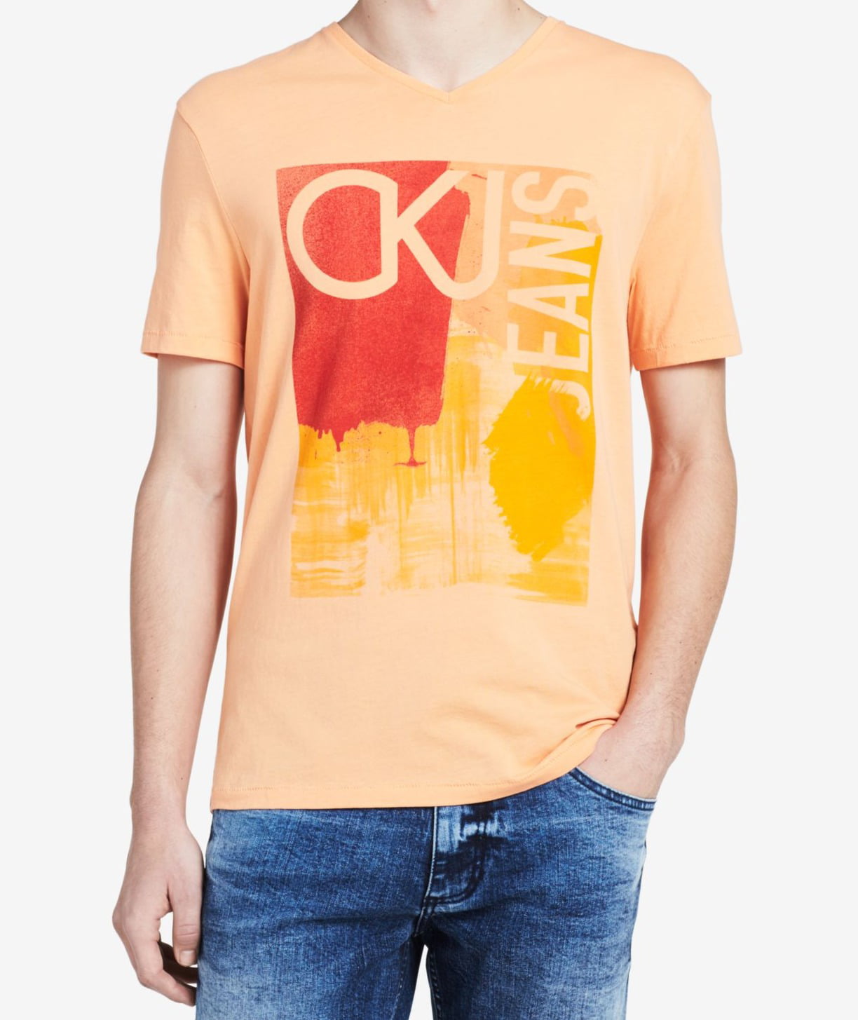 Calvin Klein - Calvin Klein NEW Orange Mens Size XL Short Sleeve ...
