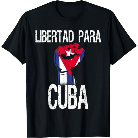 Libertad Para Cuba SOS Cuban Pro Freedom Movement T-ShirtMen and women, Black T-shirt, size: Extra large