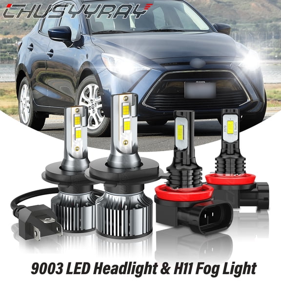 For Toyota Yaris iA 2017 2018 - 4X H4 H11 LED Headlight High Low Beam Fog Light Bulbs Kit 6000K White