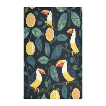 

6-Pack Decorative Kitchen Towels - Absorbent Dish Cloths 28x18 Inches Quick-Dry Polyester with Hanging Loop，Toucans and Lemons