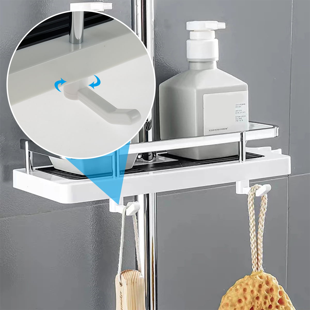 Household Tools Shower Rack Punch-free Shower Caddy Shelves Slide Bar for  Shower Head, Shampoo, Soap HolderSuitcase,with Stainless Steel Guardrail,  Shower Shelves on Clearance 