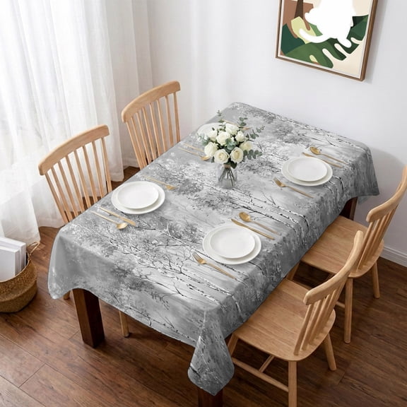 Grey Vintage Table Cloth Waterproof Tablecloths, Modern Abstract Art Oil Paiting Tablecloth Dining Table Cover for Kitchen Party Tabletop Outdoor, Rectangle Tablecloth 52x70 Inch