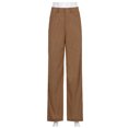 thumbnail image 5 of felwors Women's Vintage Corduroy High Elastic Waist Wide Leg Pocketed Pants Trouser Khaki, L, 5 of 5