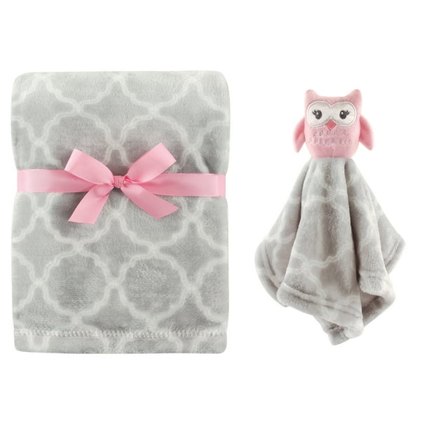 Hudson Baby Boy and Girl Plush Blanket and Security Blanket Girl Owl