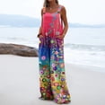 thumbnail image 2 of Clearance Casual Jumpsuits for Women Floral Printed Wide Leg Outfits Pants with Multi-Pockets Strapy Pleated Loose-Fit Rompers Overalls, 2 of 6