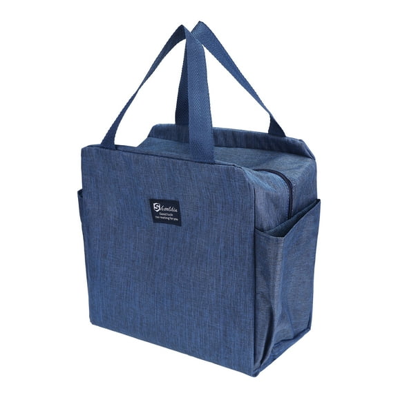 Unique Bargains Insulated Bag Lunch Bag Reusable Cooler Bag Navy Blue
