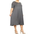 thumbnail image 5 of MOA COLLECTION Women's Plus Oversize Solid Casual Loose Fit Short Sleeve Jersey Knit A-Line Midi Dress, 5 of 5