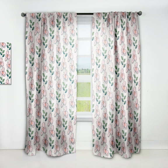 Designart 'Botanical Floral Retro XII' Mid-Century Modern Curtain Panel
