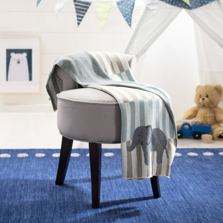UPC: 0889048687226 | SAFAVIEH Harlo The Elephant Striped 32 x 40 Baby Throw Beige/Teal
