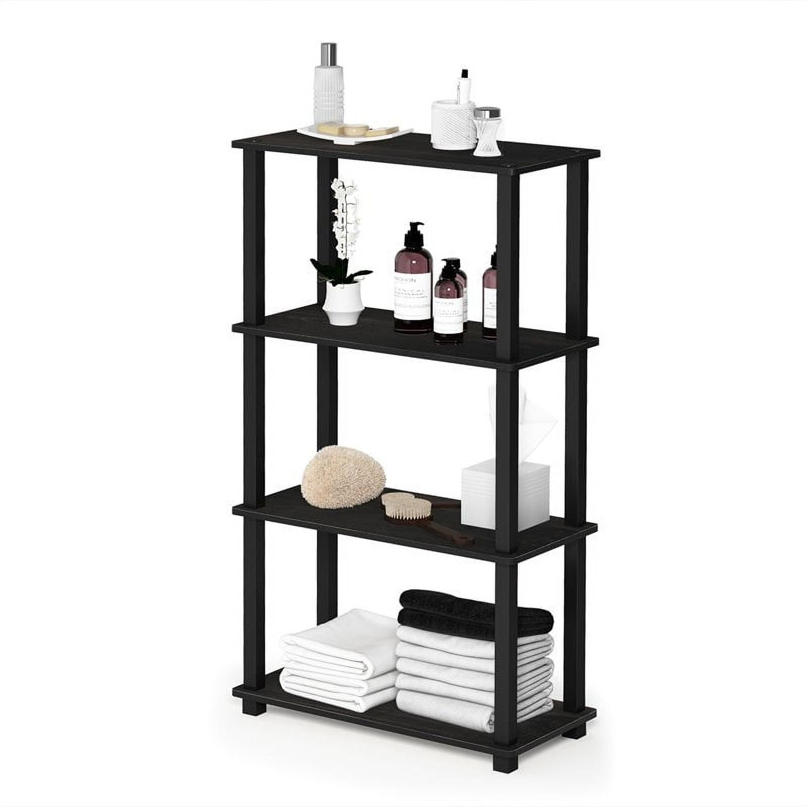 Furinno Turn-S-Tube 23.6â€ W x 11.4 D x 43.25 H 4-Shelf Decorative Shelves, Black