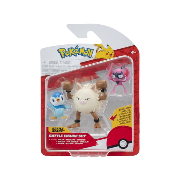 Pokémon Battle Figure Set - Impidimp, Piplup & Primeape - Authentic Collectible Game Figures
