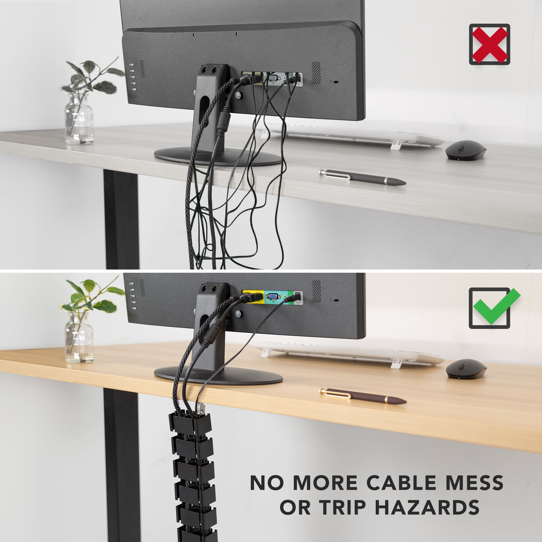 Mount-It! Black Cable Management Spine | 50" Length