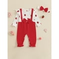 thumbnail image 2 of Suealasg Baby Girl Fall Outfit Long Sleeve Strawberry Print Jumpsuit +Bowknot Headband 2Pcs Baby Girl Clothes 0-18 Months, 2 of 8