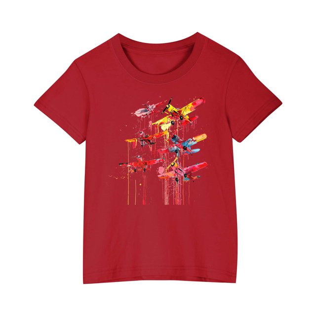 RXIRUCGD 2025 Vêtements d'Été pour Enfants T-shirt Imprimé Mode Mignon Col Rond Manches Courtes