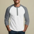 thumbnail image 5 of Hearthz 3/4 Sleeve Tops for Men Henley Neck Baseball Jersey Contrast Summer Tops Fall Oversized Tshirts for Men, 5 of 9