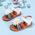 thumbnail image 2 of enyan Toddler Girl Summer Shoes Girls Genuine Leather Soft Closed Toe Princess Flat Shoes Summer Sandals(Toddler/Little Kid),White,Size 8, 2 of 7