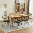 thumbnail image 4 of LIZHOUMIL Set of 2 Velvet Dining Chairs with Rattan Back, Black/Green, Metal Legs, 4 of 8