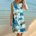 thumbnail image 3 of VBTAPA Summer Beach Dress for Women Cute Sea Turtle Print Casual Sundresses Sleeveless Keyhole Midi Dresses Flowy Tunic Dress Blue XL, 3 of 9