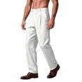 thumbnail image 4 of Guluxicc Men's Cotton Dress Pants with Pockets Button Front Loose Long Straight Leg Trousers for Summer Golf Wear Business Casual Outfits, 4 of 5