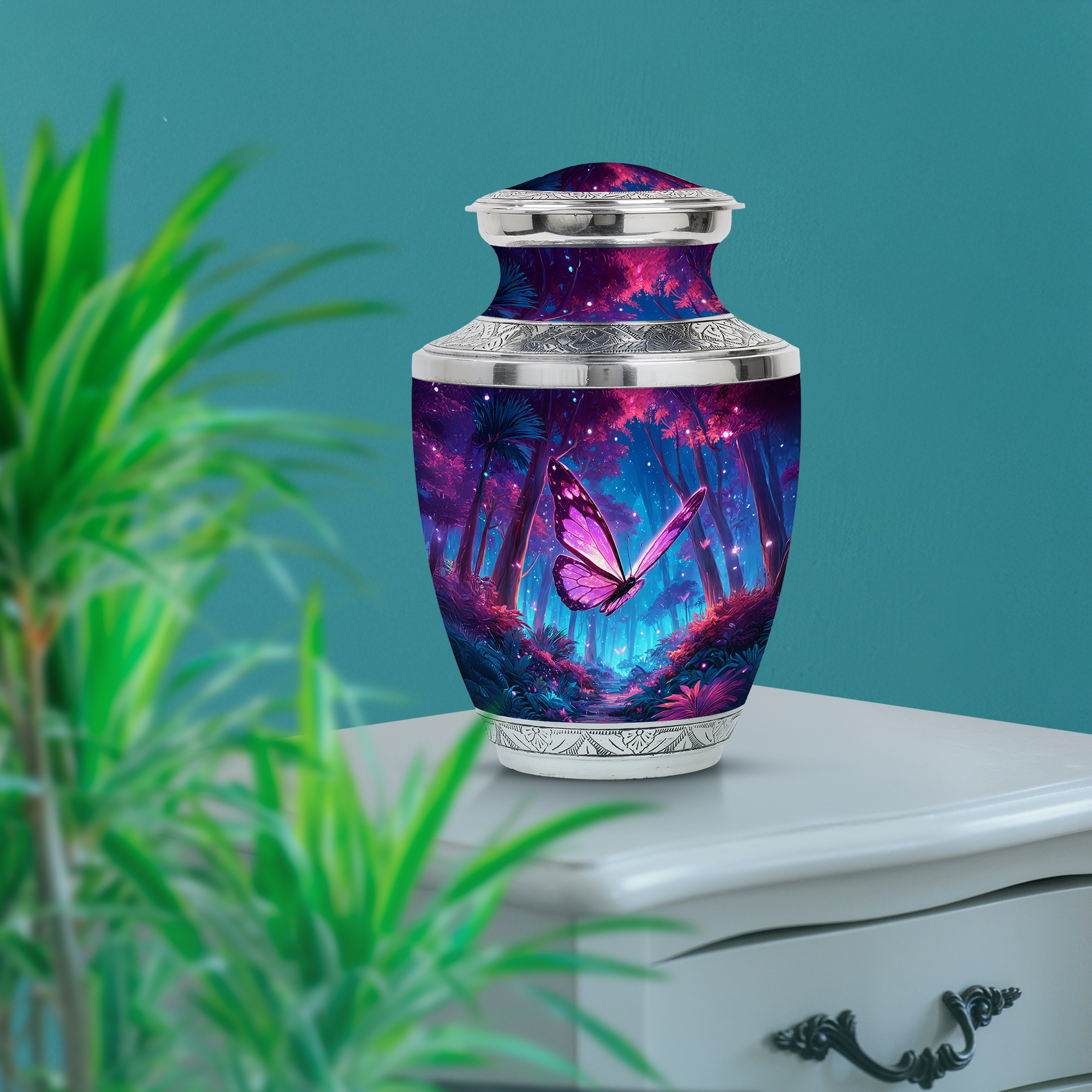 SABURIAL Butterfly Urn for Adult Ashes - Beautiful Handcrafted Urns for Human Ashes - Memorial Urns for Burial - Cremation Tribute Urn to Honor Loved Ones - 10 Inch - Large with Velvet Bag