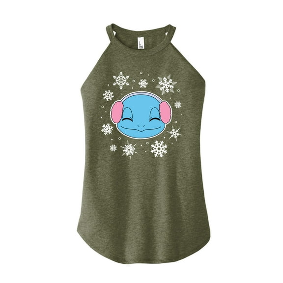 Pokémon - Squirtle And Snowflakes - Juniors High Neck Tank Top