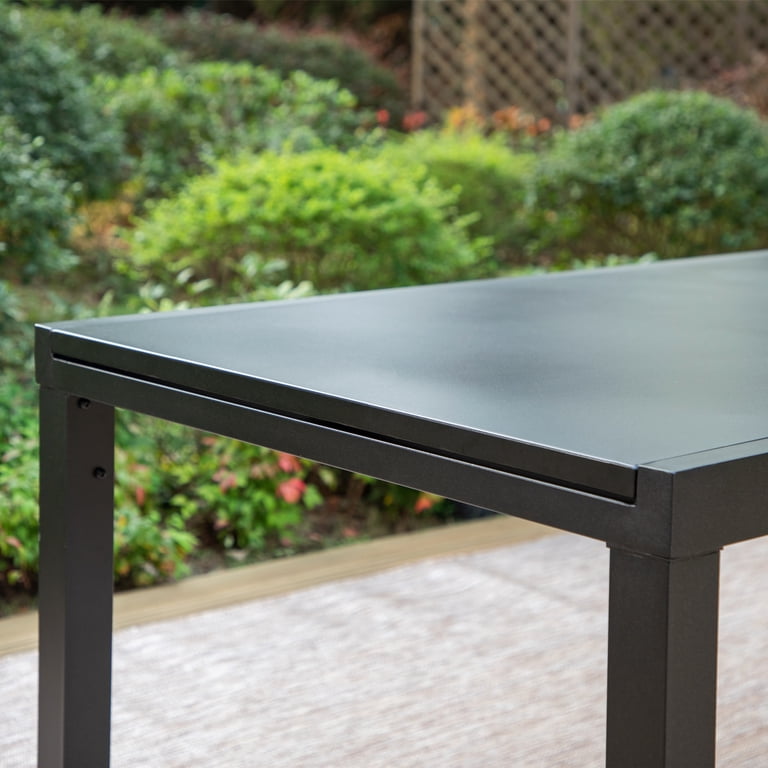 Summit Living 8-Seat Patio Extendable Dining Table, Black Metal