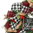 thumbnail image 5 of Buffalo Check Christmas Wreath for Front Door, Merry Christmas Sign with Burlap Ribbon & Red Berries, Outdoor Indoor Holiday Greenery Decor for Entryway, 5 of 9