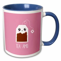 3drose, Tea Amo - Spanish Humor I Love You Te Amo - Pink Cute Kawaii Tea Bag, 15oz Two-tone Blue Mug