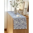 thumbnail image 5 of Table Runner 72 Inches Long for Kitchen Dining, Blue Geometric Dresser Scarf Farmhouse, Dining Table Decorations for Wedding/Parties, Watercolor Chevron Abstract 16 x 72 In, 5 of 8