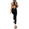 thumbnail image 5 of Women Jumpsuit, Sleeveless U Neck Hollowed Solid Slim Long Romper Party Streetwear, 5 of 7
