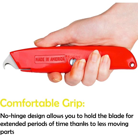 DASAW-Hook Blade Utility Knife with 5 Utility Hook Blades, Carpet Knife, Shingle Cutter Roofing Knife, Made in USA