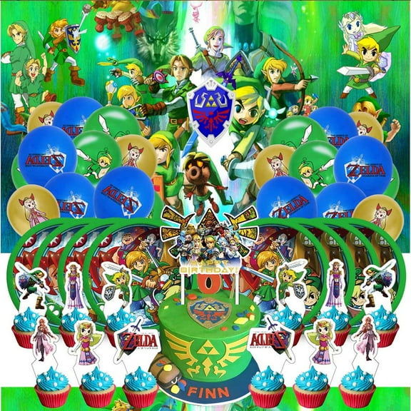 Zelda Party Supplies Birthday Balloons Plates Decoration Cake Topper Decor Tableware Banner Backdrop