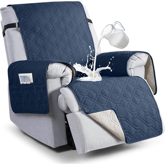 Waterproof Recliner Sofa Cover with Pockets Elastic Armchair Protector Non-Slip Fabric Machine Washable for Pets Living Room Durable