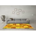 thumbnail image 3 of Ahgly Company Machine Washable Indoor Rectangle Patchwork Yellow Transitional Area Rugs, 5' x 7', 3 of 4