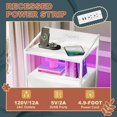 thumbnail image 4 of Nightstand 5 Drawer Dresser with LED Lights and Charging Station, Vertical Side Table with Fabric Drawers, End Table with Open Shelf, Tall Dresser for Bedroom, Hallway, Entryway, White, 4 of 17