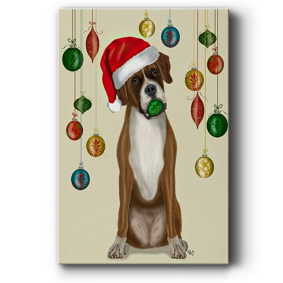 Christmas Boxer and Bauble Ball- Gallery Wrapped Canvas