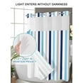 thumbnail image 4 of No Hook Cloth Fabric Shower Curtain with Snap in Liner, Blue Grey Stripe Waterproof Shower Curtains Set with See Through Top Window, Geometric White Vertical Striped Bath Curtains Shower 60"x72", 4 of 6