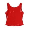 thumbnail image 5 of TiaoBug Womens Patent Leather Camisole Wet Look Zipper Crop Tank Tops Vest Rave Clubwear Red XXL, 5 of 7