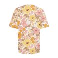 thumbnail image 4 of Charella Floral Printed Shirts for Women Crew Neck Short Sleeve Blouses Summer Casual Tops Loose Fit Basic Tees (L, Orange), 4 of 5