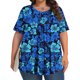 thumbnail image 4 of Top Plisado Gradiente de las Mujeres, Cuello de la Tripulación Manga Corta Blusa Suelta para el Hogar Y el Uso Diario, Ligera Túnica de Moda Casual, 4 of 8