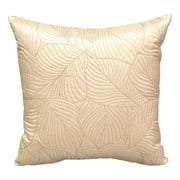 Highland Quilted Leaf Decorative Pillow, 18" x 18" Square, Pack of 1 Almond