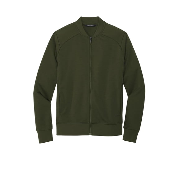 MERCER METTLE Unisex Double-Knit Bomber | Lightweight Zip Up Jacket for Men & Women, Casual Bomber Jacket for Work - Townsend Green 4XL