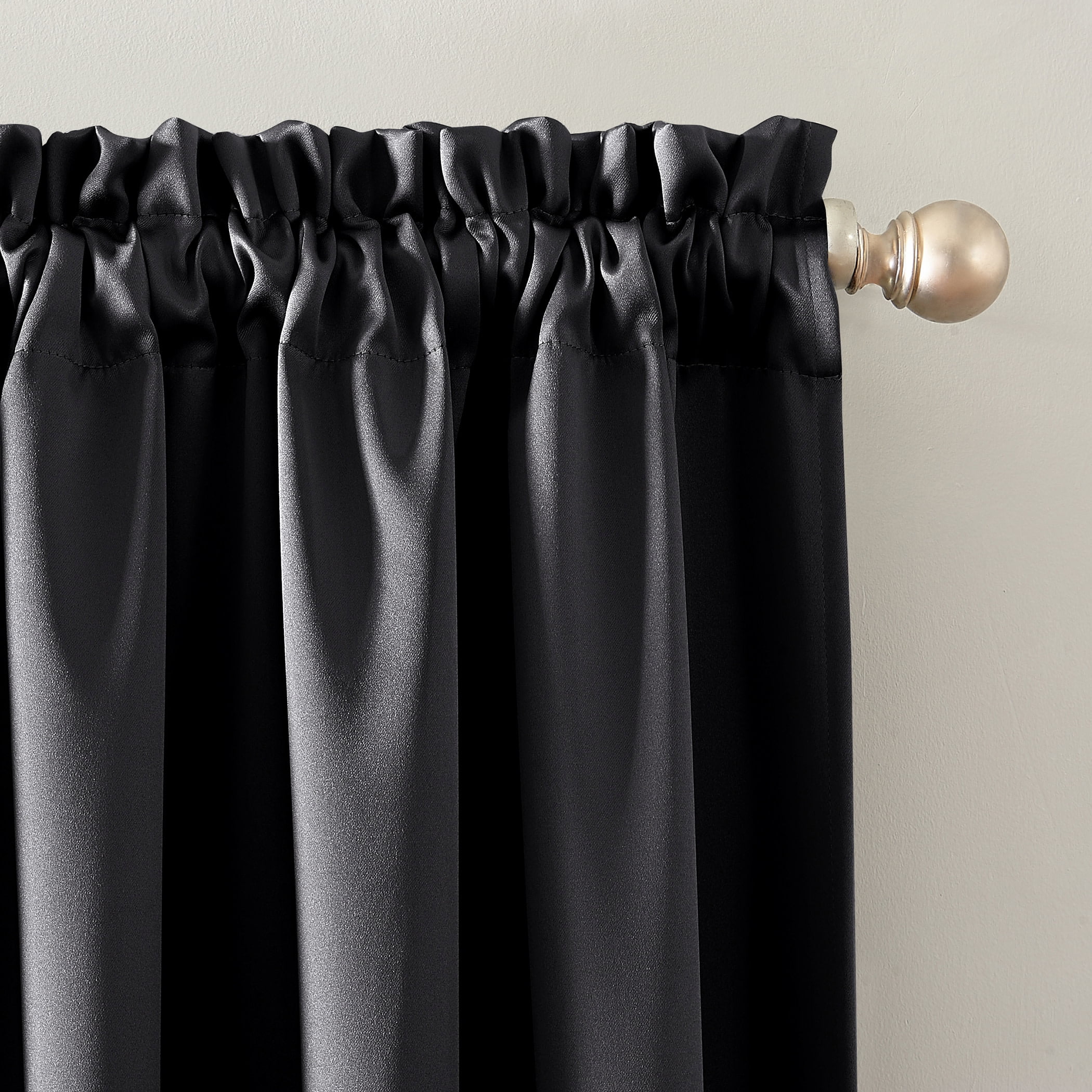 Sun Zero Malmo 1-Piece Theater Grade Extreme 100% Blackout Rod Pocket Curtain Panel, 52"X95", Coal