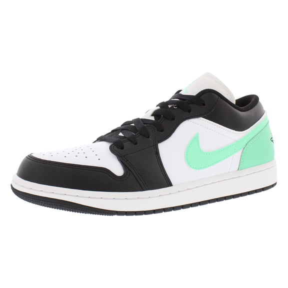 Men's Jordan 1 Low White/Black-Green Glow (553558 131) - 13