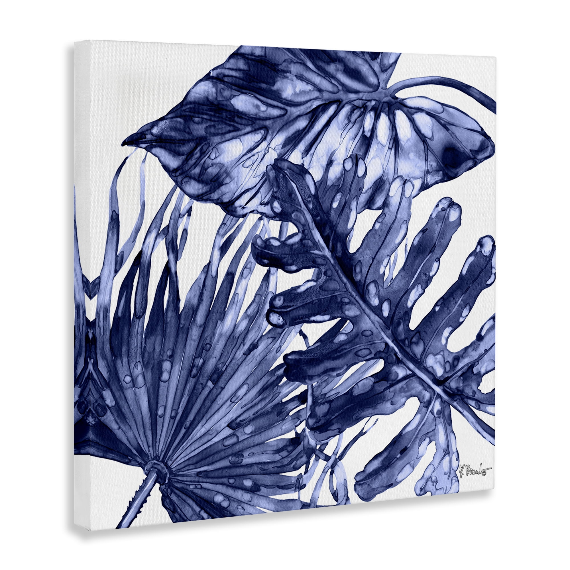 Stupell Industries Hued Palm Fronds Botanical & Floral Painting Gallery Wrapped Canvas Art Print Wall Art, 24 x 24