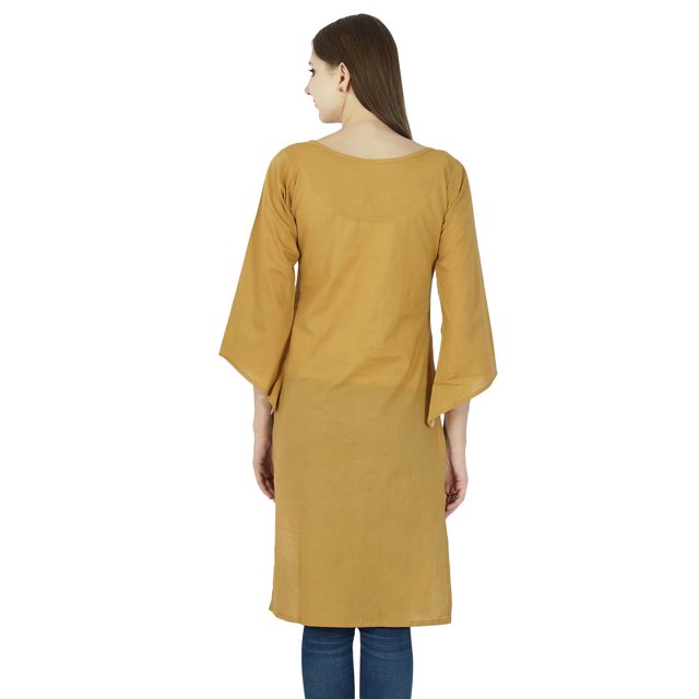 Kurta Décontractée pour Femmes Kurta Ethnique Indienne en Coton Tunique de Créateur Robe Unie